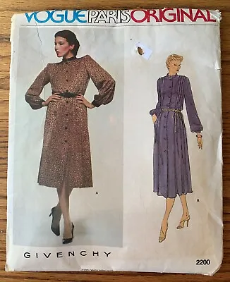 Vogue Sewing Pattern 2200 Givenchy Blouson Dress Miss Size 8 Bust 31.5 Vtg 1979 • $15