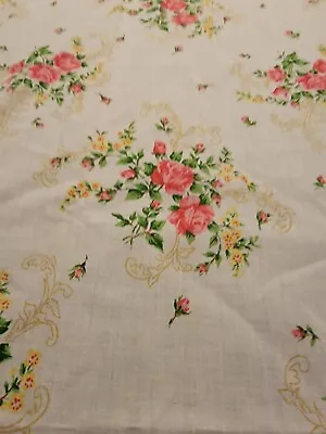 Flower Print Muslin Curtain Panel Fabric 2 Yds 23 L X 2 Yds 9 W • $25