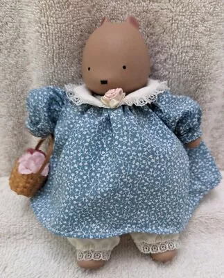 Vintage Michel & Co Porcelain Soft Bodied Doll Love You Chocolate Bear • $22.50