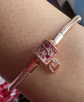 £32.90 • Buy Pandora Moments Sparkling Heart Snake Chain Bracelet 