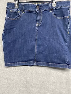 Old Navy Womens Denim Skirt Dark Wash Knee Length 18” A-Line Stretch Size 16 • $16.99