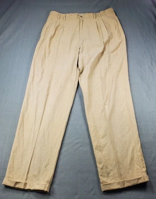 $15.88 • Buy CARIBBEAN Joe Rayon Linen Poly Blend Pleated Pants Tan Mens Sz 38 X 34  