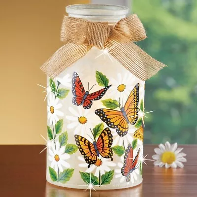 LED Lighted Butterflies & Daisies Mason Jar Tabletop Light Lamp • $24.99