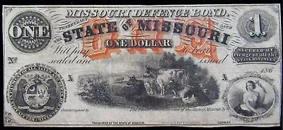 1860s Missouri Defence Bond Obsolete Note • $120