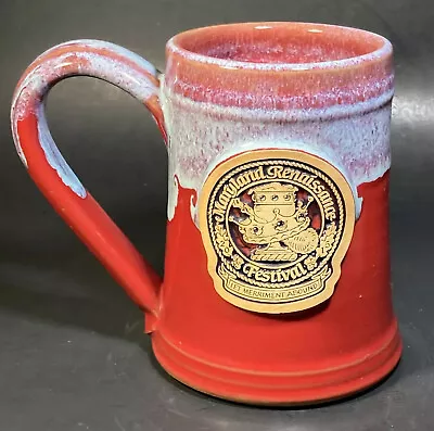 2015 Maryland Renaissance Festival Red Mug Grey Blue Fox Pottery • $19.99