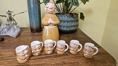 Vintage Lefton Monk Decanter 6 Mug Set • $35
