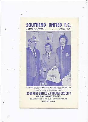 Southend United V Chelmsford City 19 January 1970 Cup Replay • £2.99