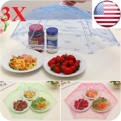 3pcs Large Hexagon 24in Lace Food Cover Umbrella Style Anti Mosquito Table Mesh • $9.95