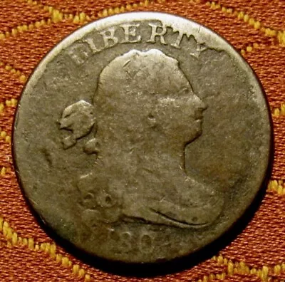 1804 Draped Bust Half Cent Good   ~   Crosslet 4 Stems Cud Complete Reverse • $79.99