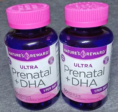 Set Of 2 -Nature's Reward Ultra Prenatal +DHA 60 Softgels (120 Total) - NEW! • $13.77