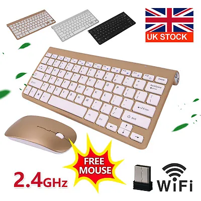 £17.59 • Buy UltraSlim 2.4G Cordless Wireless Keyboard And Mouse Set For PC MAC Laptop Tablet
