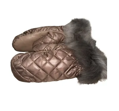 Ugg Touchscreen Mittens Leather Shearling Fur Size L - XL • $35.99