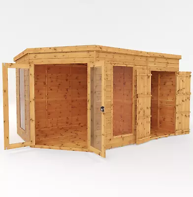 CORNER SUMMERHOUSE SIDE SHED SHIPLAP GARDEN OUTSIDE ROOM OFFICE 12 X 8 12ft 8ft • £1529.94
