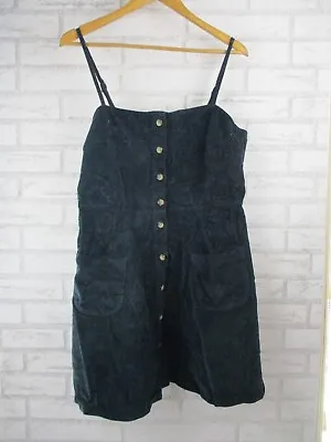 $32 • Buy ASOS Denim A-line Dress Corduroy Green UK18 Square Neck Spaghetti Strap