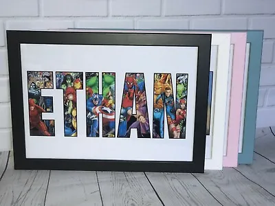 Personalised Name WordArt Gift Keepsake Birthday Christmas Present Framed-Marvel • £3.99