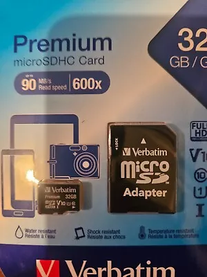 NEW Verbatim Micro SDHC Memory SD Card + Adaptor 32GB Class 10 Camera Phone • $10