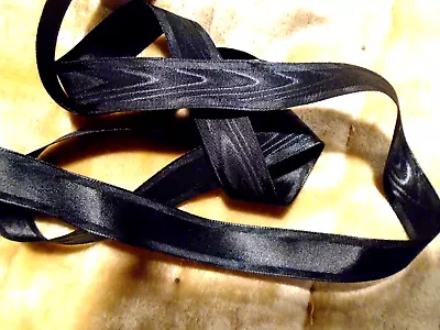 1/2   Wide   Satin Edge Moire' Ribbon - Japan - Reversible. - Black • $3