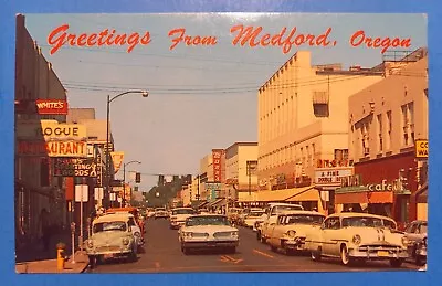 Medford OR CENTRAL STREET Postcard -  Greetings From Medford  - Unposted • $2.99