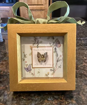 Vintage Marjolein Bastin Framed Print Gold Butterfly Ribbon Friends Treasures • $12.50