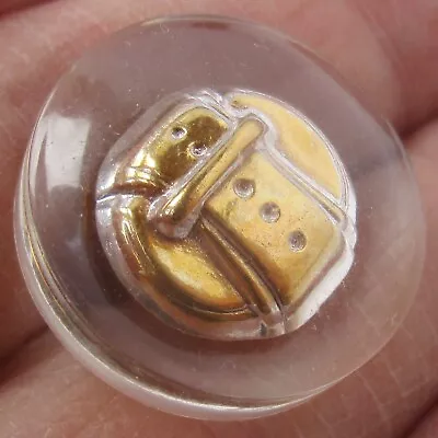 7/8  Acrylic/Lucite Button W Embedded Brass Buckle • $1.99