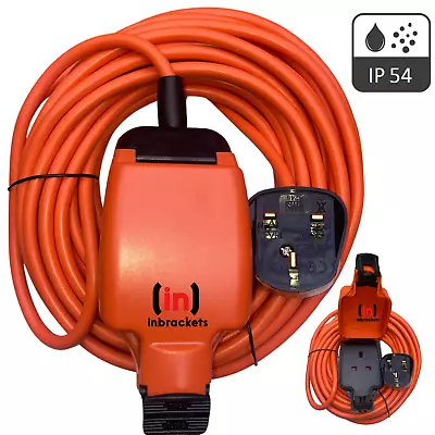 Weatherproof Mains Outdoor Garden Extension Lead IP54 Orange 1 Socket 13A Plug • £14.85