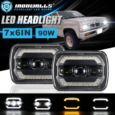 $89.98 • Buy For Nissan Pickup Hardbody Pair Square LED Headlights Hi-Lo DRL Turn Signal Lamp