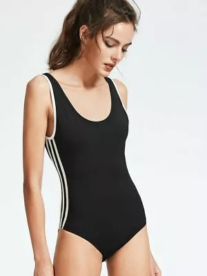 SHEIN Zaful Side Striped Black Tank Bodysuit Festival Blogger Streetwear XS 90s  • $16.99