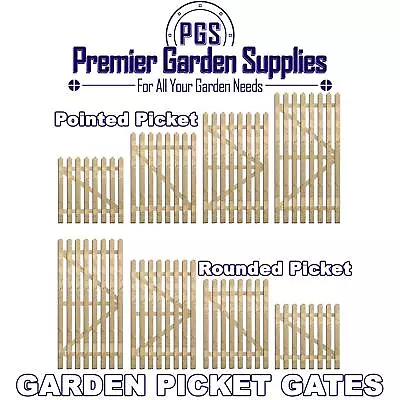Picket Garden Wood Gate W.3ft X H.3ft|4ft|5ft|6ft Palisade Pedestrian Pathway • £40