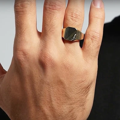 £22.99 • Buy Gold 18K Square Signet GF Ring Gift Men Gents Adjustable Chunky Heavy Filled