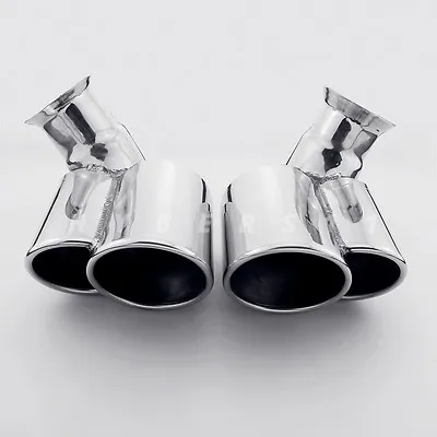 1 Pair Quad 304 Stainless Dual Out Exhaust Tips For Porsche Carrera C2 911 996 • $151.97