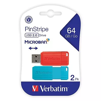 Verbatim PinStripe 64GB USB 2.0 Flash Drive (70059) 24337385 • $18.45