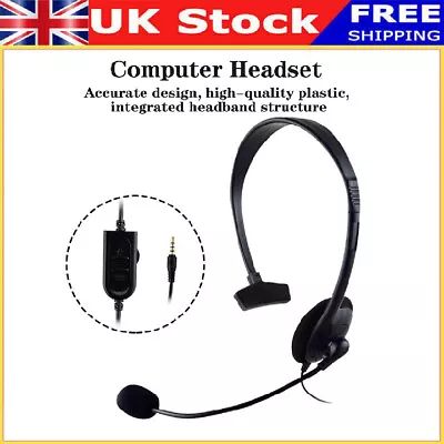 3.5mm Jack Headset Office Computer Wired Headphone With Mic For Call Center Work • £6.86