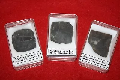 Napoleonic War Brown Bess Musket Flint In Display Case 1 Per Bid • £7.50