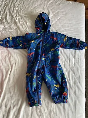 Mountain Warehouse Blue Dinosaur Puddle Suit Fleece Lined 6-12 Months • £8