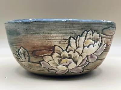 Antique Weller Pottery Majolica Planter Jardinier Fruit Bowl Lotus Pond Scene • $39.99