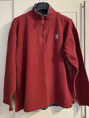 £8 • Buy Wombat Clothing Alderney Red Thick Cotton Pique Funnel Zip Neck Sweatshirt Top