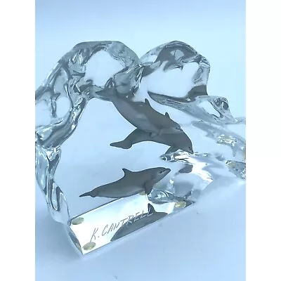 Kitty Cantrell 'Dolphin Wave' Lucite Sculpture Signed Limited Edition • $256
