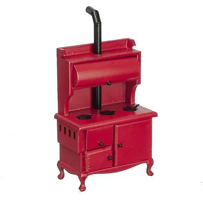 Dollhouse Miniature Vintage Look Wood Stove In Red By Town Square Miniatures • $24.99