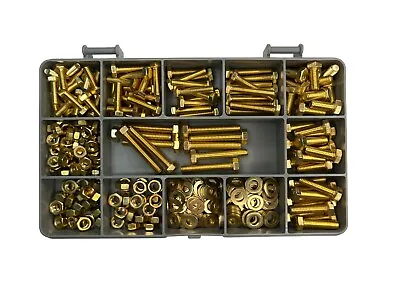 M4 M5 Assorted Brass Metric Nuts Bolts Setscrews And Washers 195 Assorted Pieces • £32.19