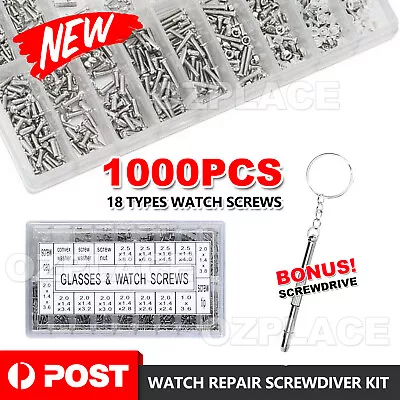 1000pcs/Set Watch Repair Kit Screws Nut Screwdriver Glasses Sunglasses Tool AU • $6.95