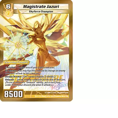 Kaijudo X1 MAGISTRATE JAZURI Set Premiere Foil Promo 13 PRM 2 DUEL MASTER - 2014 • $1.25