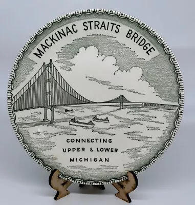 Mackinac Straits Bridge Michigan Collector Plate Vintage 9.5” Diameter • $19