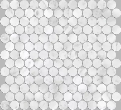 Mosaic Tiles - ARTEMIS CARRARA WHITE PENNY ROUND HONED 23X23MM • $33