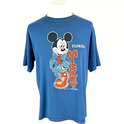 Walt Disney T Shirt Vintage Blue Single Stitch XL Graphic USA Disney Tee Y2k  • £25