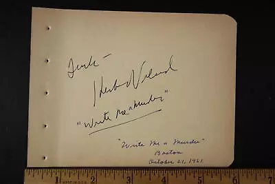 Herbert Voland (1918-1981)~saeed Jaffrey (1929-2015) Autograph 1961 Album Page~ • $2.25