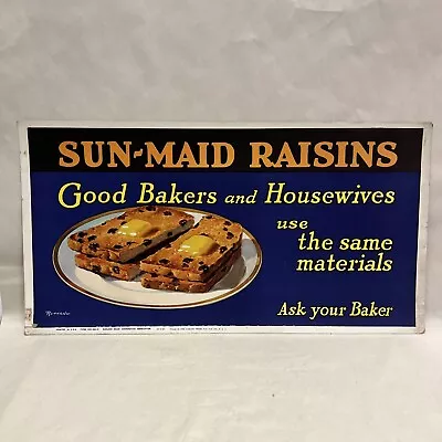 Vintage Sun-maid Sunmaid Raisins Cardboard Trolley Sign • $195