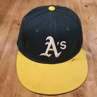 Vintage Oakland Athletic A's  Hat New Era Size 6 7/8 Green Wool Made USA Diamond • $6.70