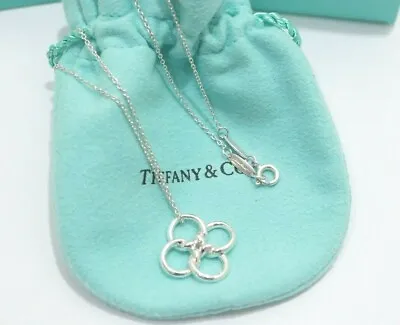 Tiffany & Co. Sterling Silver Elsa Peretti Quadrifoglio Clover Pendant Necklace • $138