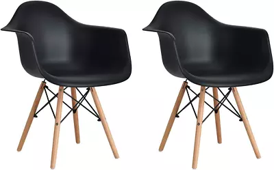 Dining Chairs Set Of 2 Black Easily Assemble Modern Mid Century Dining Chairs W • $126.99