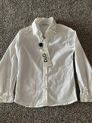 Dolce And Gabbana Juniors Dress Shirt White Long Sleeve Sz 7/8 Defect • $49.99